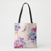 Waterverf Floral Butterfly Garden Glitter Tote Bag (Voorkant)