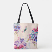 Waterverf Floral Butterfly Garden Glitter Tote Bag (Achterkant)