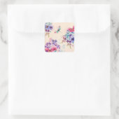 Waterverf Floral Butterfly Garden Glitter Vierkante Sticker (Tas)