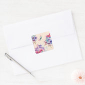 Waterverf Floral Butterfly Garden Glitter Vierkante Sticker (Envelop)