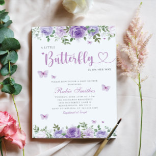 Waterverf Floral Butterfly Girl Baby shower Kaart