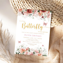 Waterverf Floral Butterfly Girl Baby shower