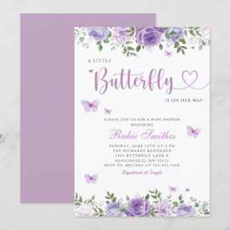 Waterverf Floral Butterfly Girl Baby shower Kaart