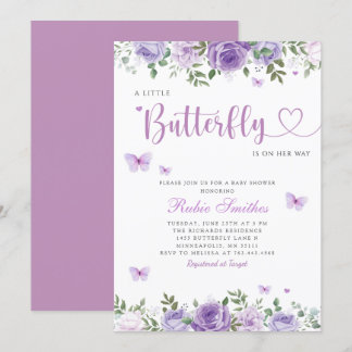Waterverf Floral Butterfly Girl Baby shower Kaart