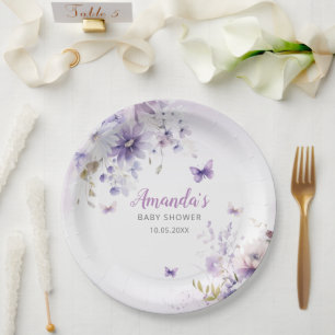 Waterverf Floral Butterfly Girl Baby shower Papieren Bordje
