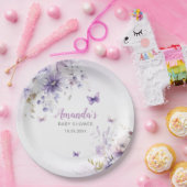 Waterverf Floral Butterfly Girl Baby shower Papieren Bordje (Feest)