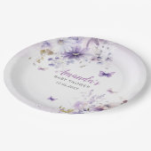 Waterverf Floral Butterfly Girl Baby shower Papieren Bordje (Gekanteld)