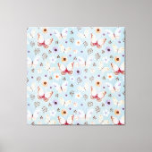 Waterverf Floral Butterfly Meadow Canvas Afdruk (Voorkant)