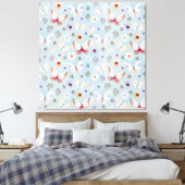 Waterverf Floral Butterfly Meadow Canvas Afdruk (Insitu (Slaapkamer))