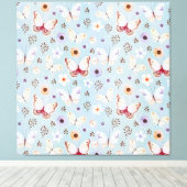 Waterverf Floral Butterfly Meadow Canvas Afdruk (Insitu (Houten vloer))