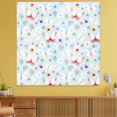 Waterverf Floral Butterfly Meadow Canvas Afdruk (Insitu (Woonkamer))