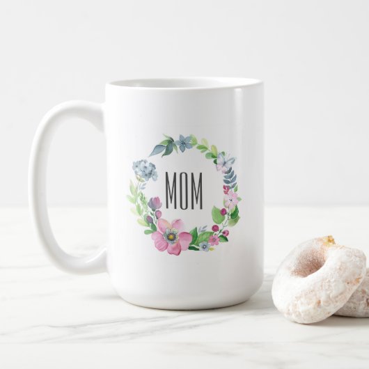 Waterverf Floral & Butterfly | Moederdag Koffiemok (Met donut)