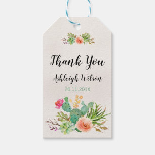 Waterverf Floral Cactus Baby shower Label Cadeaulabel