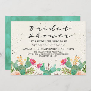 Waterverf Floral Cactus Bridal Shower Kaart