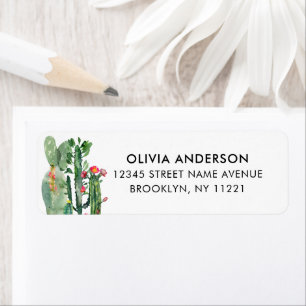 Waterverf Floral Cactus Cacti-woestijn Etiket