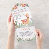 Waterverf Floral Cactus Llama Baby shower All In One Uitnodiging (Afscheurbaar)