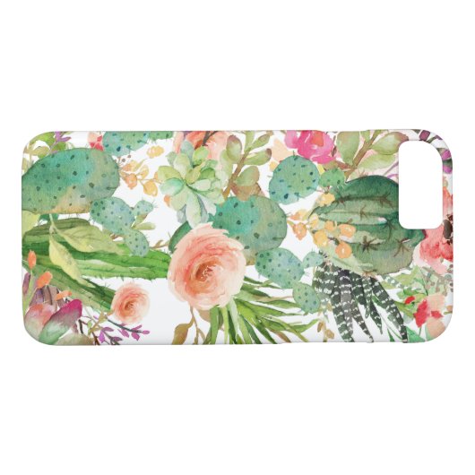 Waterverf Floral Cactus Pattern Case-Mate iPhone Case (Achterkant (Horizontaal))
