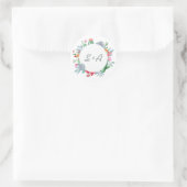 Waterverf Floral Cactus Wedding Monogram Ronde Sticker (Tas)