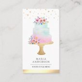 Waterverf "Floral Cake Pastry Chef Bakery" Visitekaartje (Voorkant)