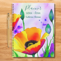 Waterverf Floral California Poppies gepersonalisee