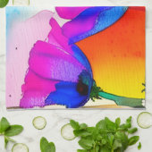 Waterverf Floral California Poppy Pink Blue Theedoek (Gevouwen)