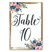 Waterverf Floral Calligraphy Table Number Kaart 10 (Achterkant)