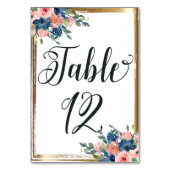 Waterverf Floral Calligraphy Table Number Kaart 12 (Achterkant)