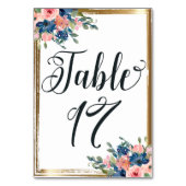 Waterverf Floral Calligraphy Table Number Kaart 17 (Voorkant)