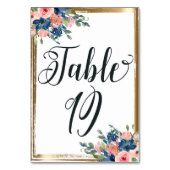 Waterverf Floral Calligraphy Table Number Kaart 19 (Achterkant)