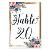 Waterverf Floral Calligraphy Table Number Kaart 20 (Achterkant)