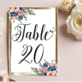 Waterverf Floral Calligraphy Table Number Kaart 20