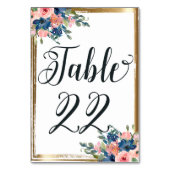 Waterverf Floral Calligraphy Table Number Kaart 22 (Achterkant)