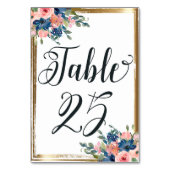 Waterverf Floral Calligraphy Table Number Kaart 25 (Achterkant)
