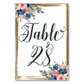 Waterverf Floral Calligraphy Table Number Kaart 28 (Achterkant)