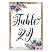 Waterverf Floral Calligraphy Table Number Kaart 29 (Achterkant)