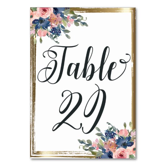 Waterverf Floral Calligraphy Table Number Kaart 29 (Voorkant)