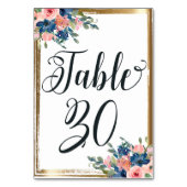 Waterverf Floral Calligraphy Table Number Kaart 30 (Achterkant)