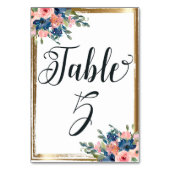 Waterverf Floral Calligraphy Table Number Kaart 5 (Voorkant)