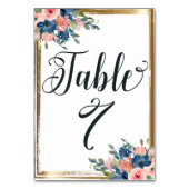 Waterverf Floral Calligraphy Table Number Kaart 7 (Achterkant)