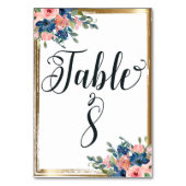 Waterverf Floral Calligraphy Table Number Kaart 8 (Voorkant)