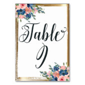 Waterverf Floral Calligraphy Table Number Kaart 9 (Achterkant)