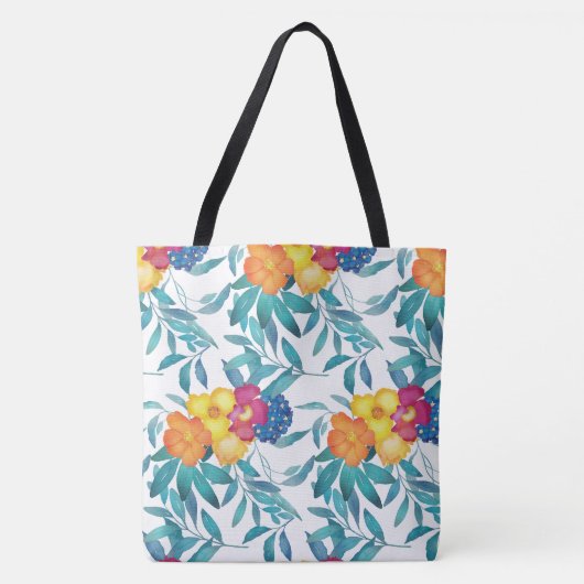 Waterverf  Floral Canvas tas (Voorkant)