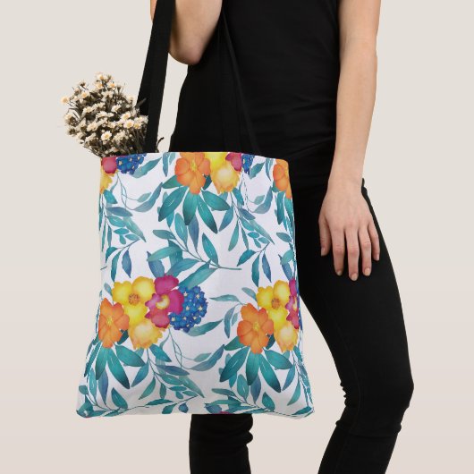 Waterverf  Floral Canvas tas (Dichtbij)