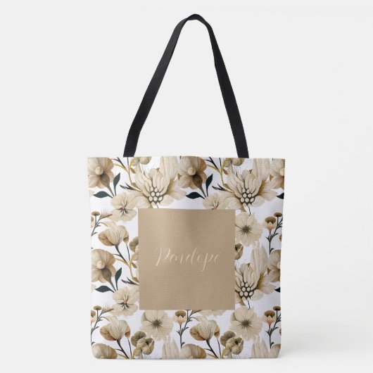 Waterverf  Floral Canvas tas (Voorkant)