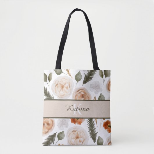 Waterverf Floral Canvas tas (Voorkant)