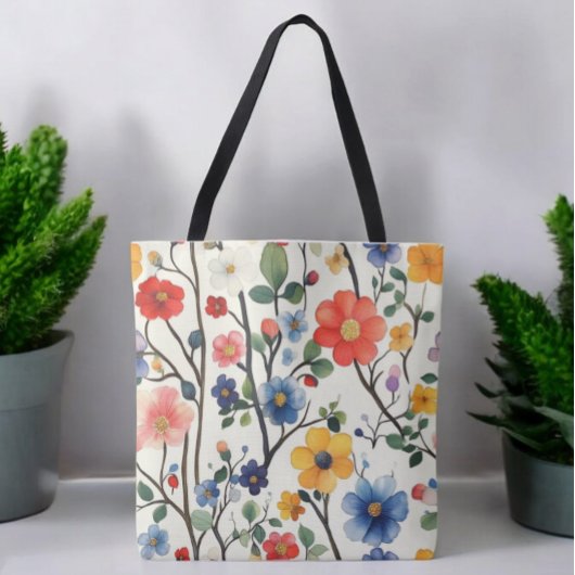 Waterverf Floral Canvas tas