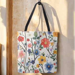 Waterverf Floral Canvas tas