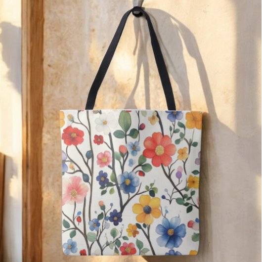 Waterverf Floral Canvas tas