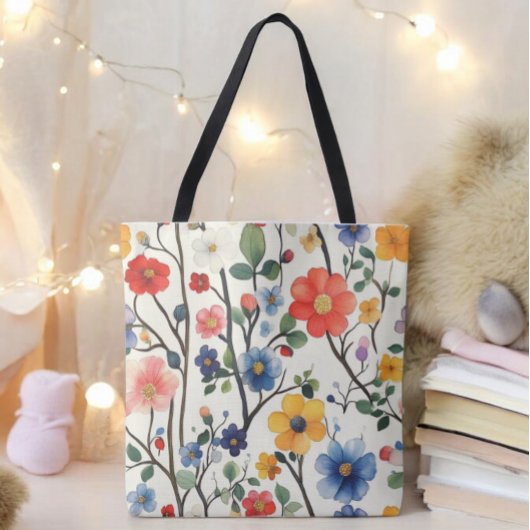 Waterverf Floral Canvas tas