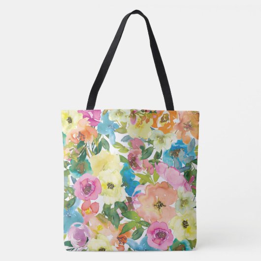 Waterverf  Floral Canvas tas (Voorkant)